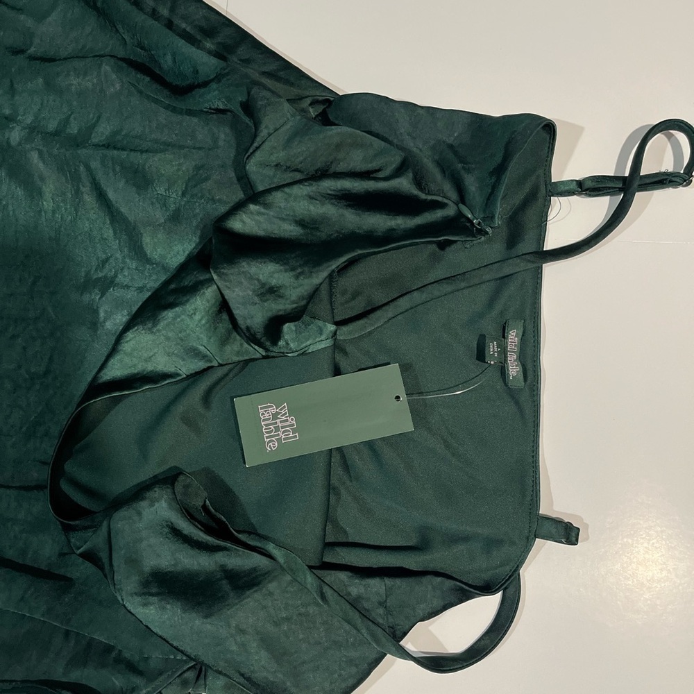 Wild fable green satin wrap dress - Picture 10 of 10